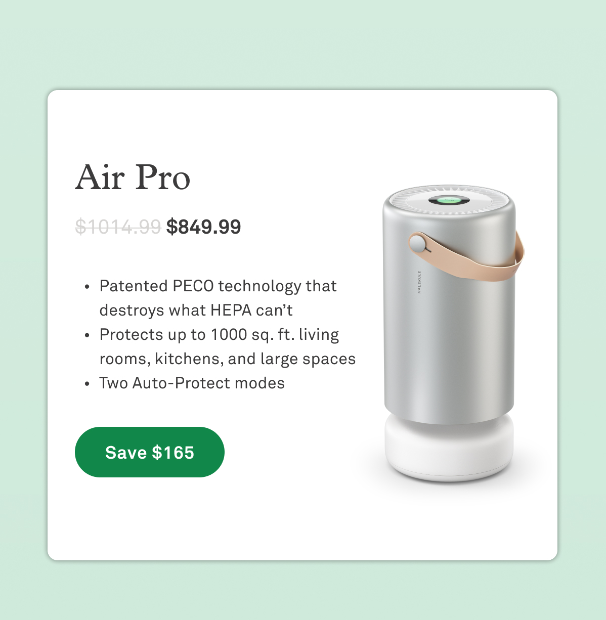 Air Pro: Patented PECO technology that destroys what HEPA cant