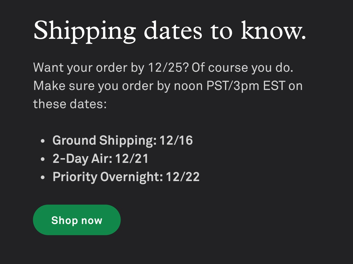 Shipping Dates to Know