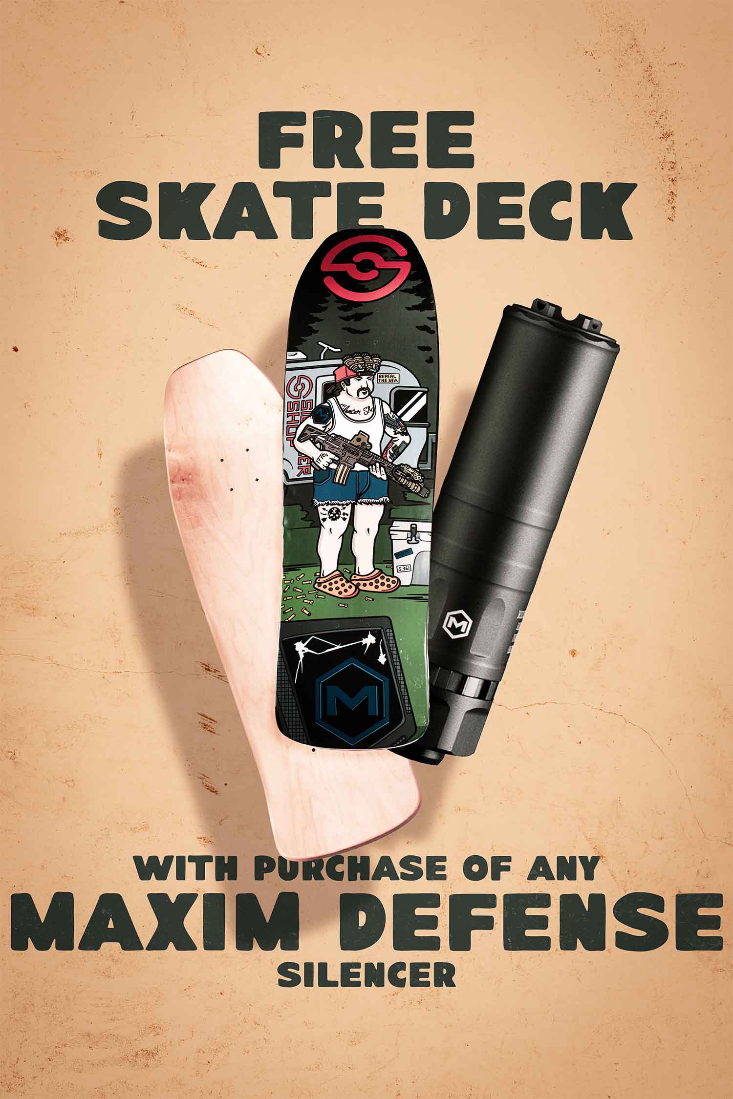 Silencer Shop Exclusive: Free Skate Deck with Any Maxim Silencer Purchase