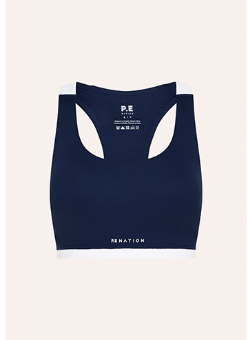 HIGHGATE SPORTS BRA IN DARK NAVY & OPTIC WHITE