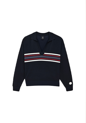RETREAT COLLAR KNIT IN DARK SAPPHIRE