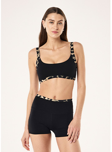 Vivid sports bra in black & leopard