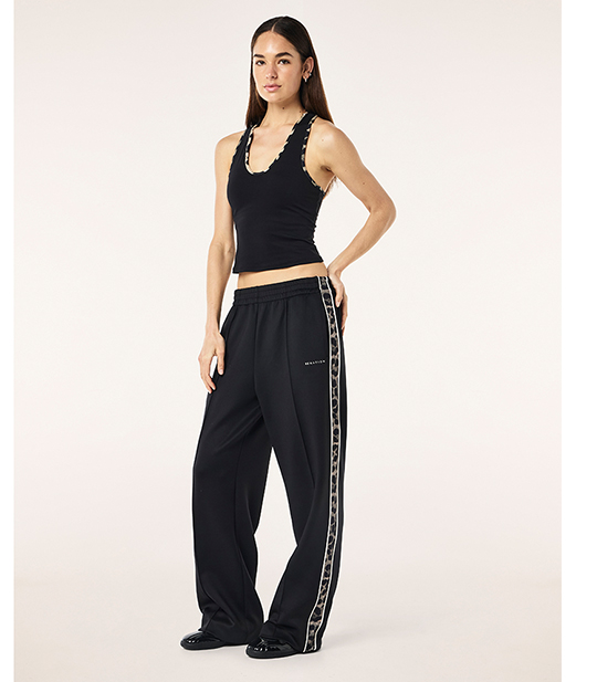 MAN DOWN TRACKPANT IN BLACK & LEOPARD