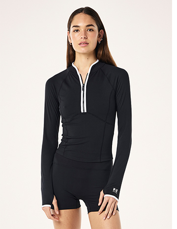 Soft luxe quarter zip jacket in black