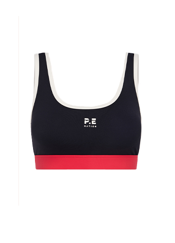 Pursuit sports bra in dark sapphire
