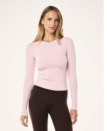FOUNDATION LONG SLEEVE TOP IN CHALK PINK