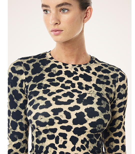 FOUNDATION LONG SLEEVE TOP IN LEOPARD