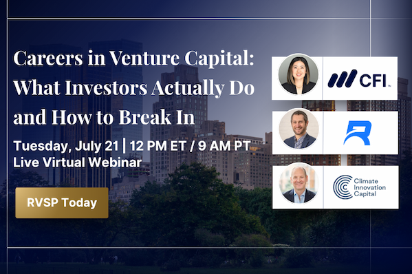 Careers in Venture Capital: Why ESG is quietly minting the next billion-dollar companies. Register Now