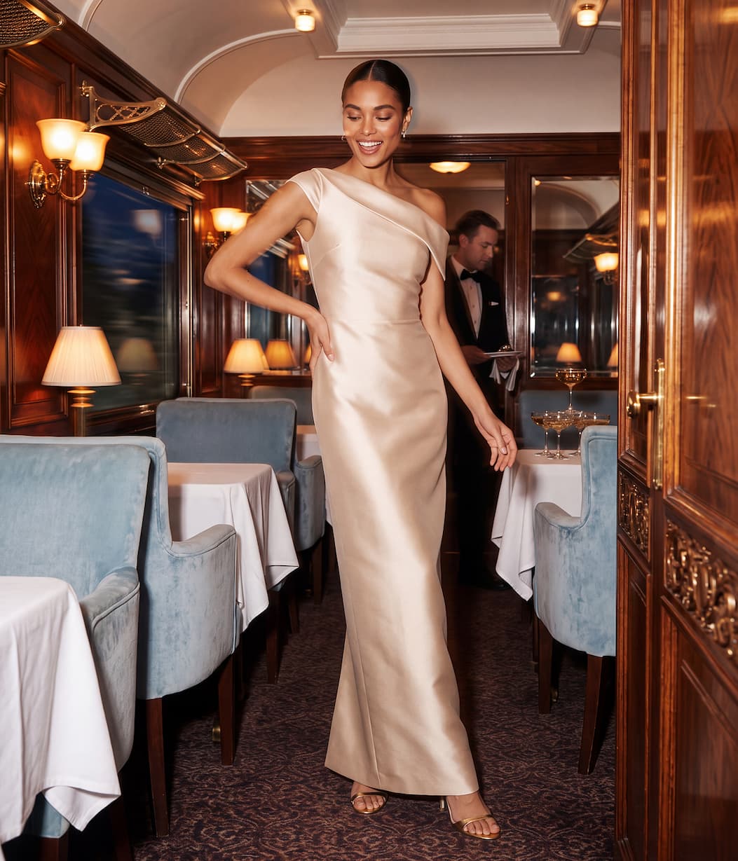 One-Shoulder Column Gown