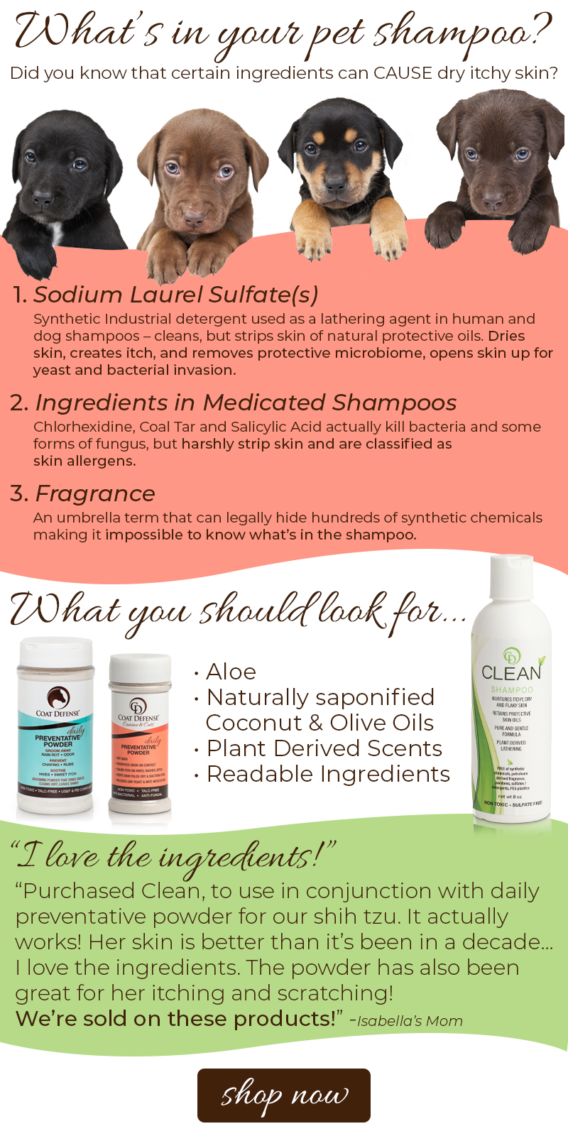 Ingredients to watch for Coat Defense