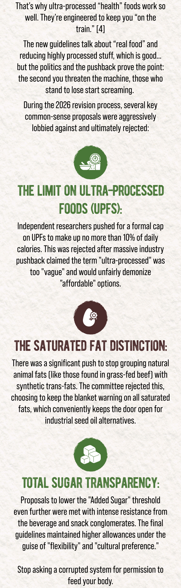 The Limit on Ultra-Processed Foods (UPFs)