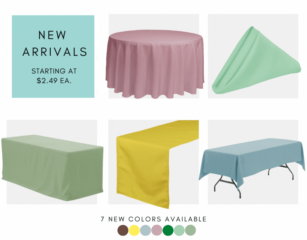 7 New colors of your favorite polyester items! Your Chair Covers
