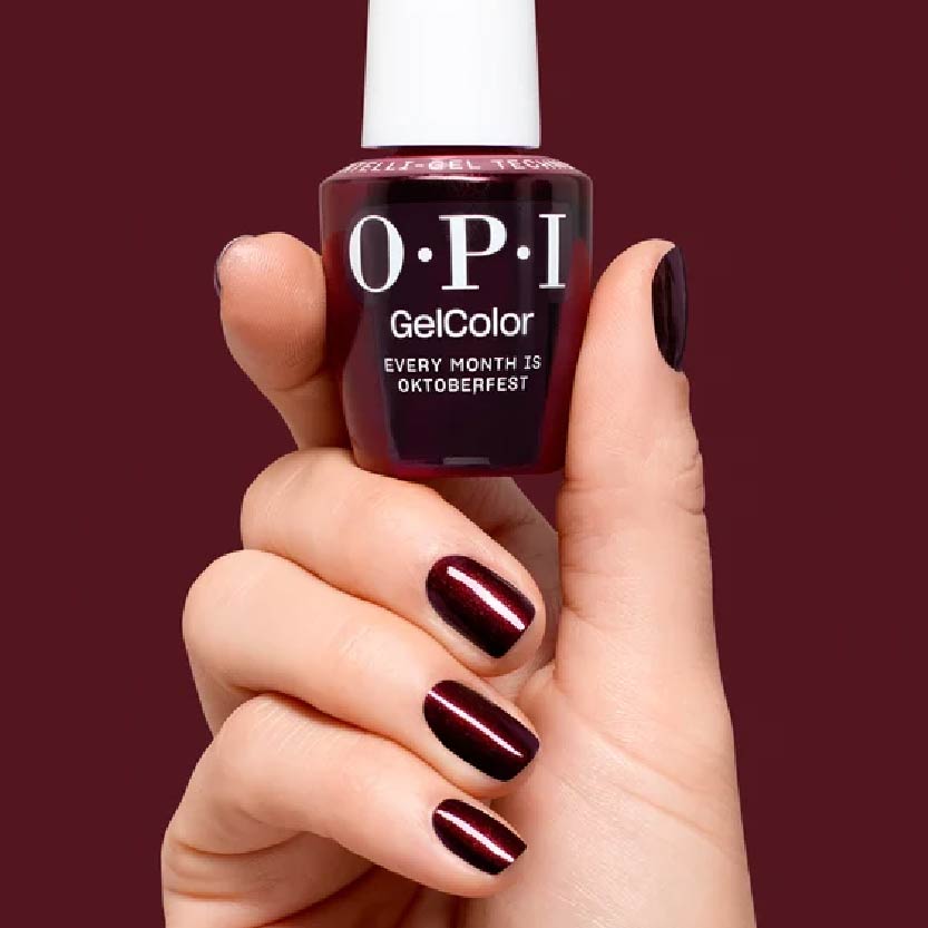 OPI F040 Every Month is Oktoberfest on nails with the bottle
