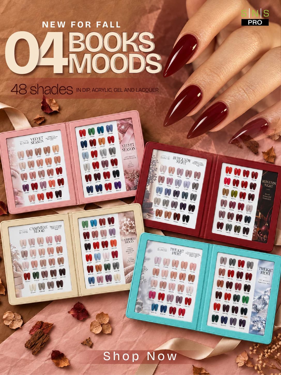 SNS Pro 4-in-1 fall books — Velvet Season, Burgundy Night, Cashmere Mood, Twilight Frost