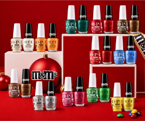 OPI × M&M'S 12-Color Gel + Lacquer Duo Set — 12 GelColor and 12 matching Nail Lacquer bottles
