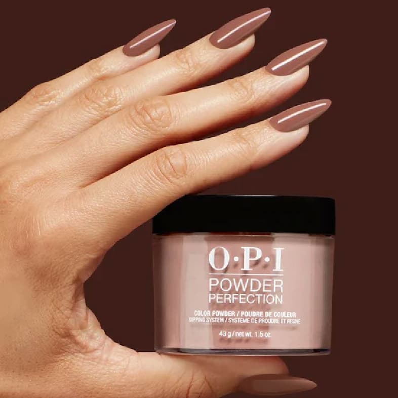 OPI LA04 Espresso Your Inner Self on nails with the bottle