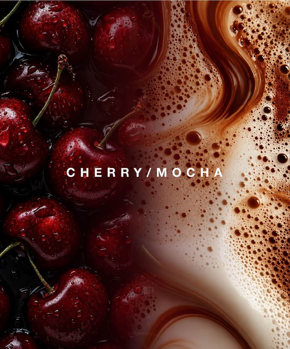 Cherry mocha latte with cherries, the mood of Cherry Mocha