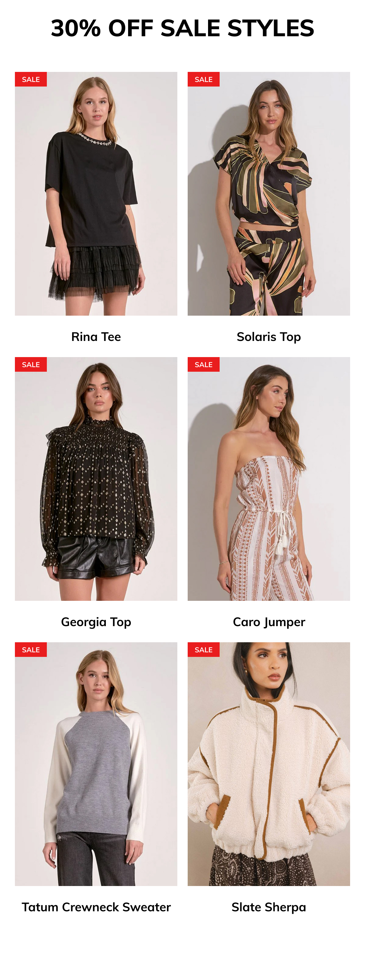 30% OFF SALE STYLES