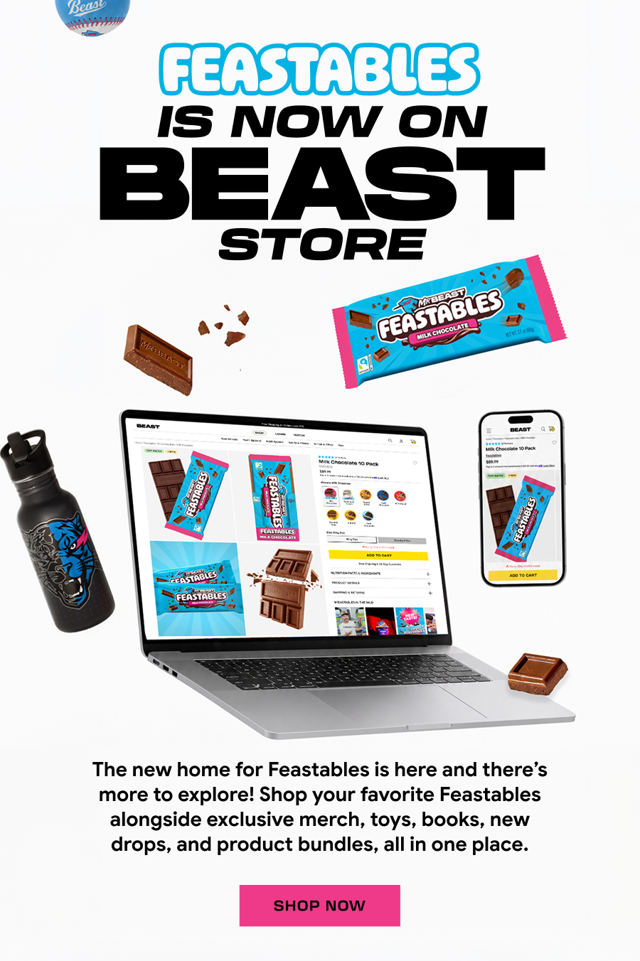 FEASTABLES IS NOW ON MRBEAST.STORE. Shop now!