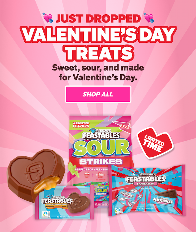 JUST DROPPED: VALENTINE'S DAY TREATS 💘 Sweet, sour, and made for Valentine's Day. Shop All Valentine's items!