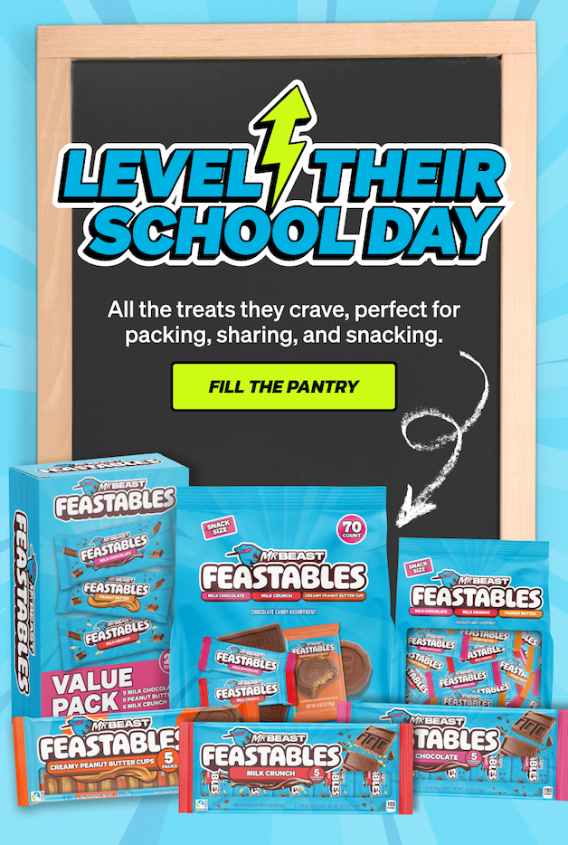 Level up their school day! All the treats they crave, perfect for packing, sharing, and snacking. Fill the pantry!