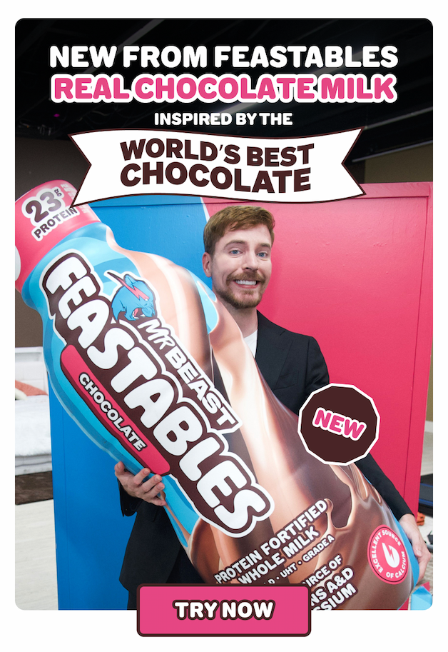 New from Feastables: real chocolate milk inspired by the World's Best Chocolate. Try Now!