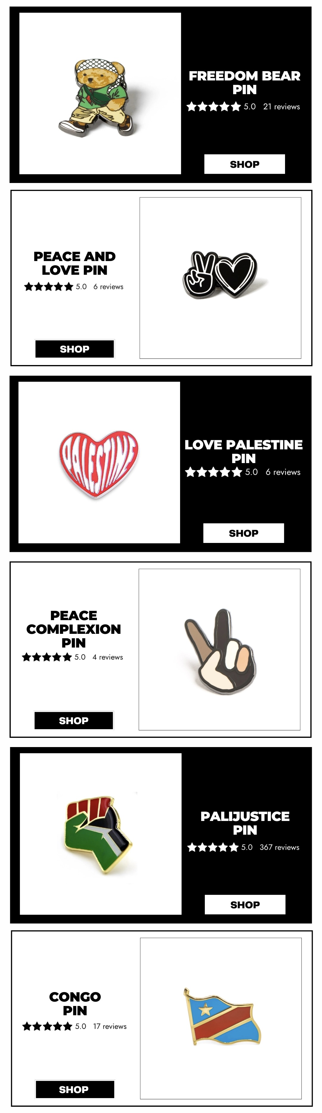 Pins For Humanity - Each pin gives back