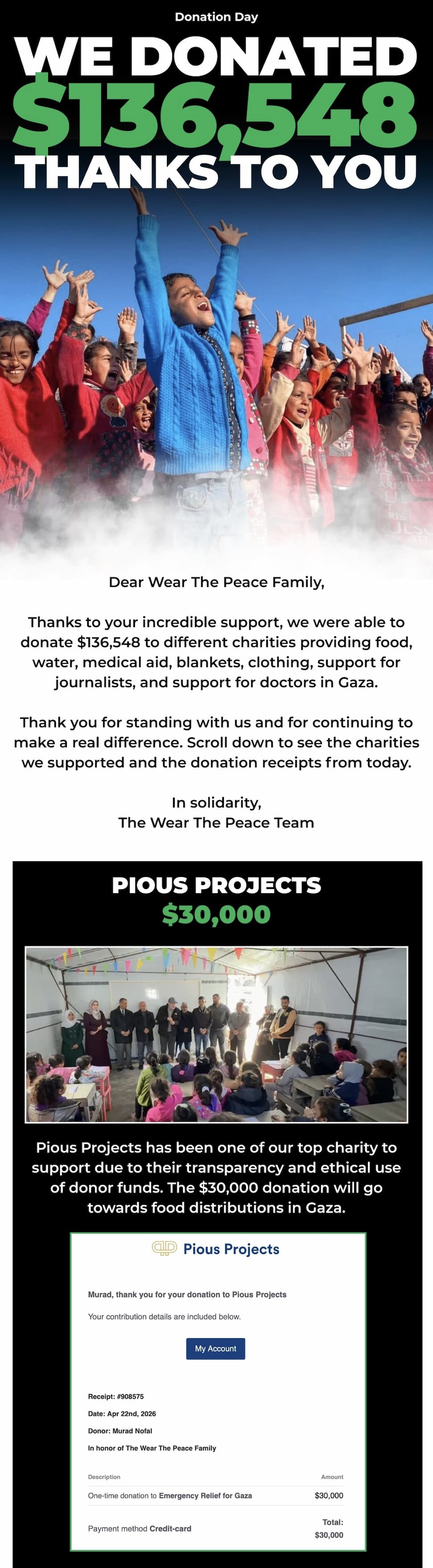 We donated 136,548 thanks to you