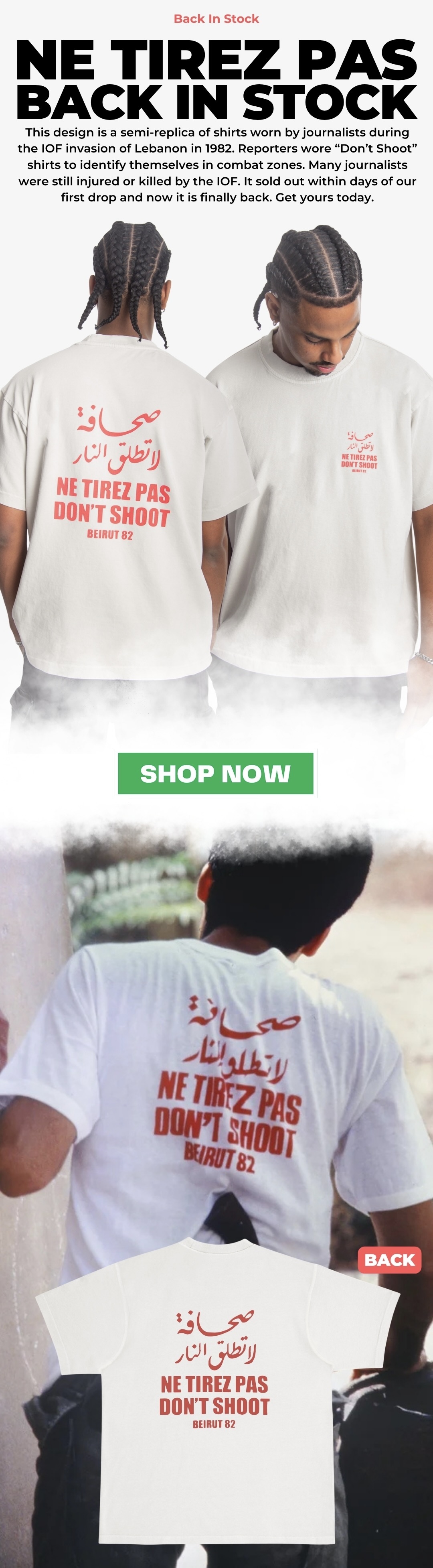 New Tee For Lebanon - Ne Tirez Pas
