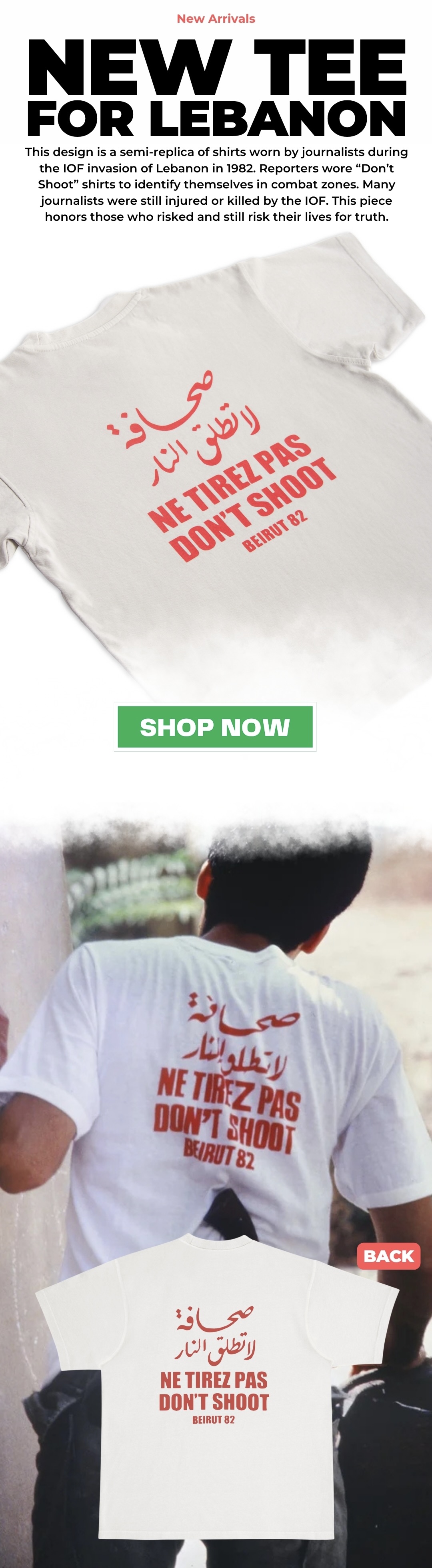 New Tee For Lebanon - Ne Tirez Pas