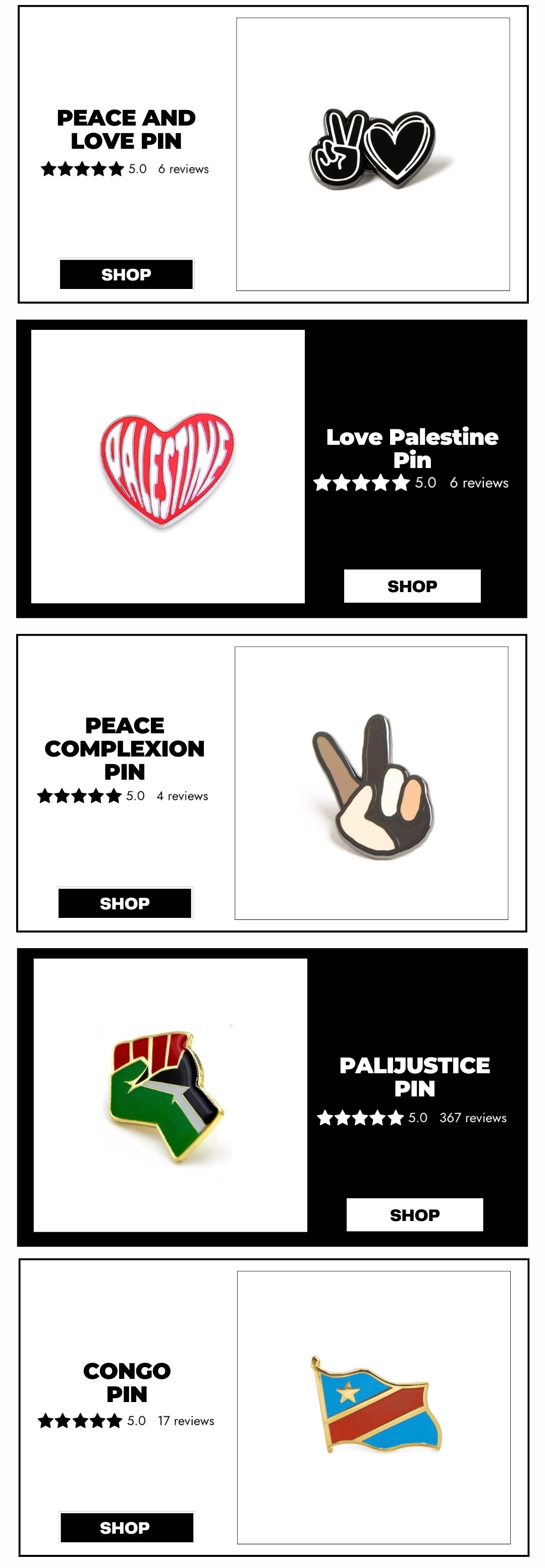 Pins For Humanity - Each pin gives back