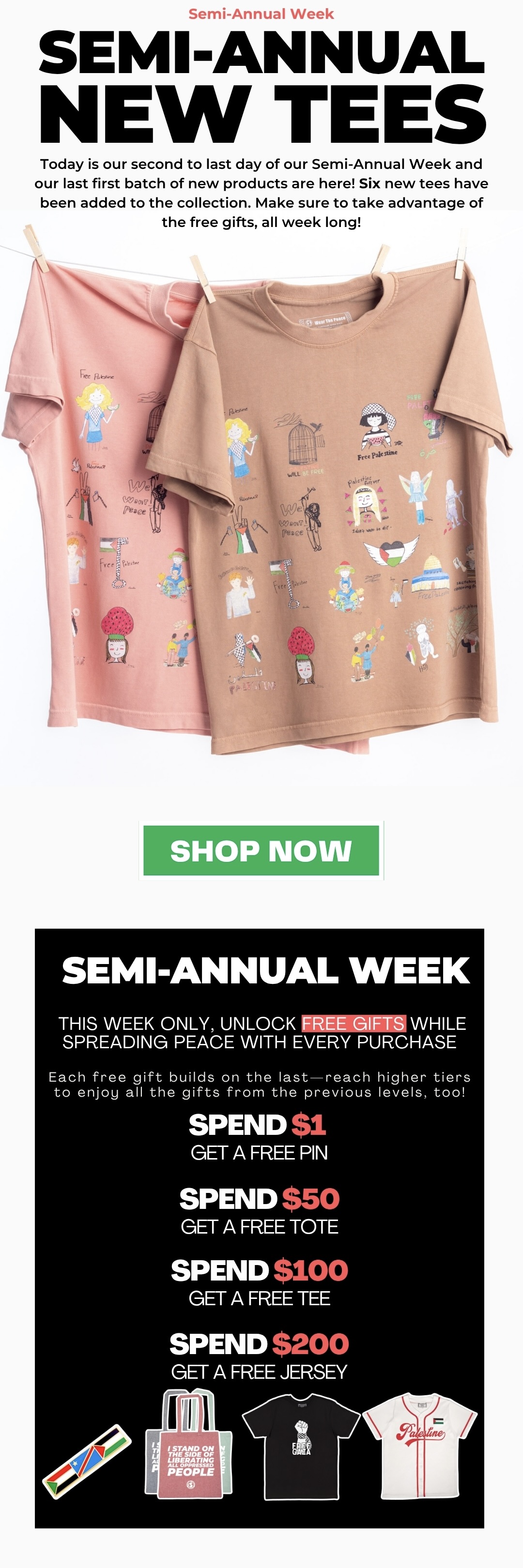 Six new tees as promised