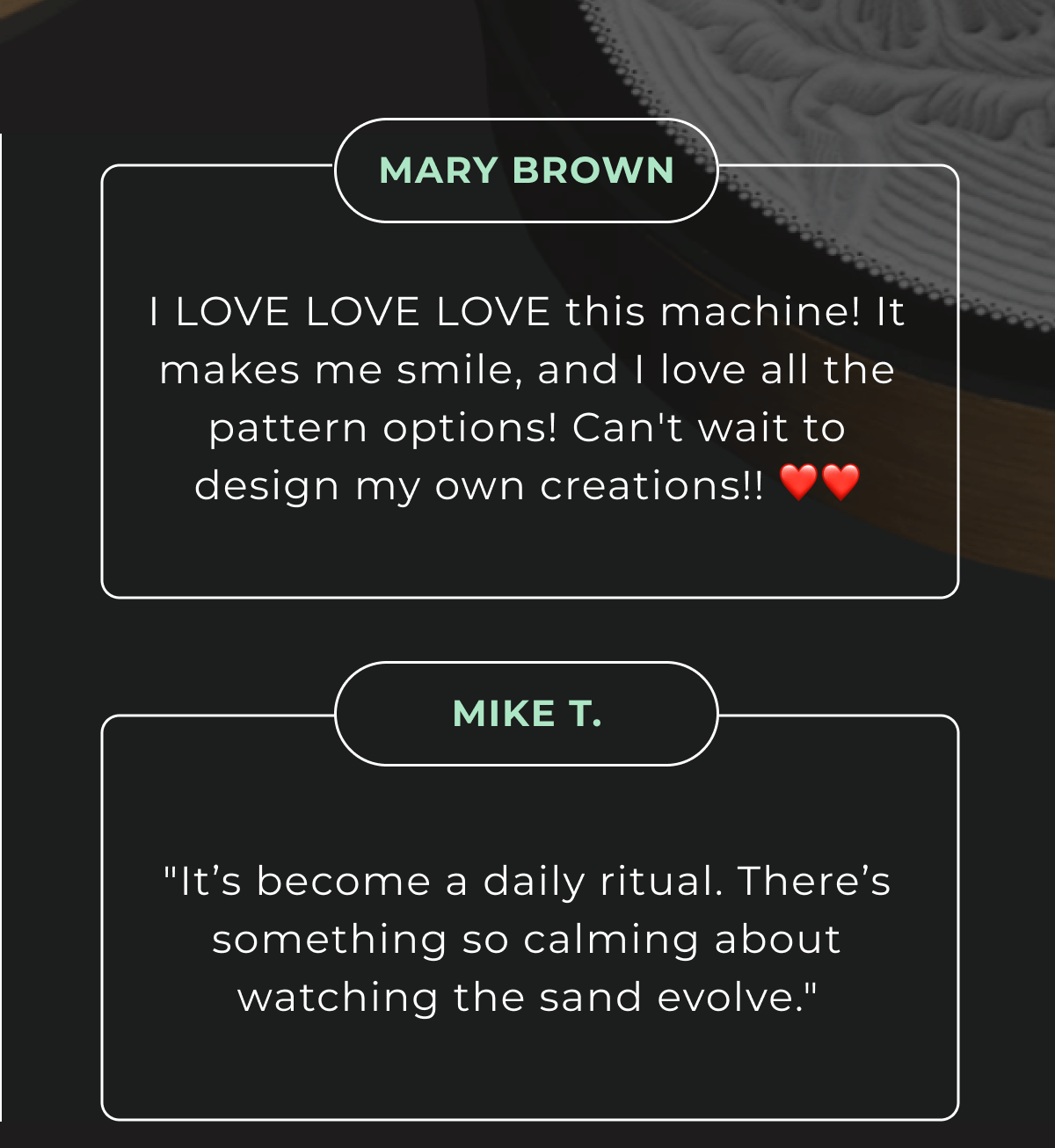 I LOVE LOVE LOVE this machine! It makes me smile, and I love all the pattern options! Can't wait to design my own creations!! ❤️❤️