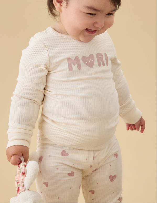 MORI Hearts Ribbed Pyjamas