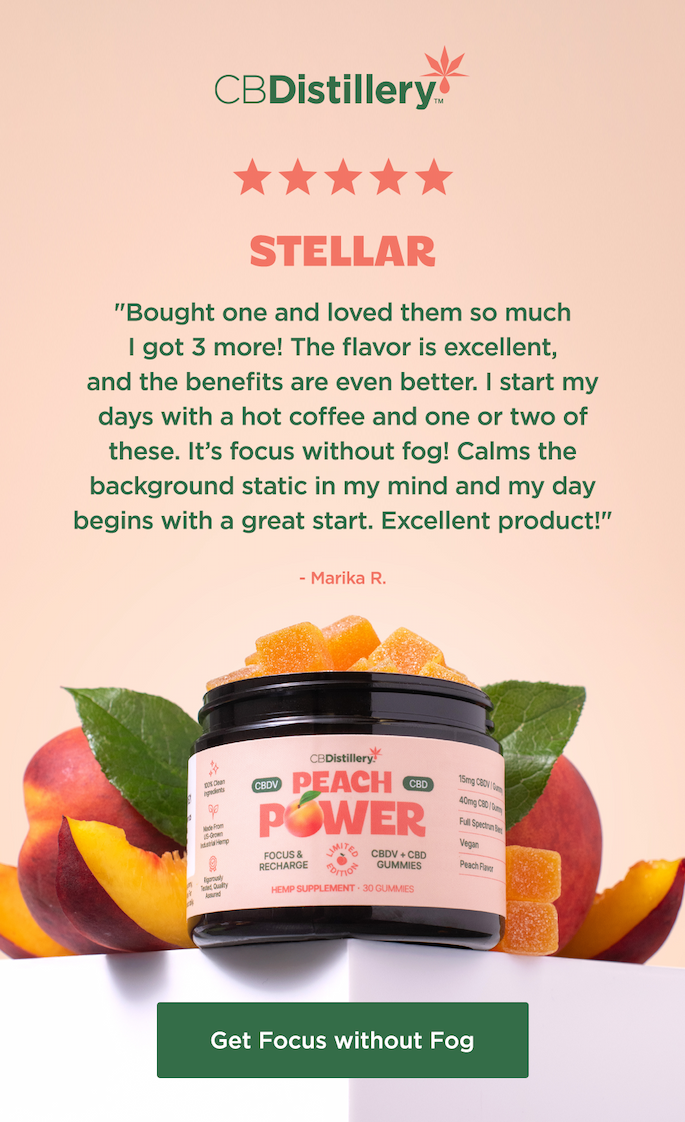 5 Stars. "Stellar. Bought one and loved them so much I got 3 more! The flavor is excellent, and the benefits are even better. I start my days with a hot coffee and one or two of these. It’s focus without fog! Calms the background static in my mind and my day begins with a great start. Excellent product!" - MARIKA R. Get Focus without Fog