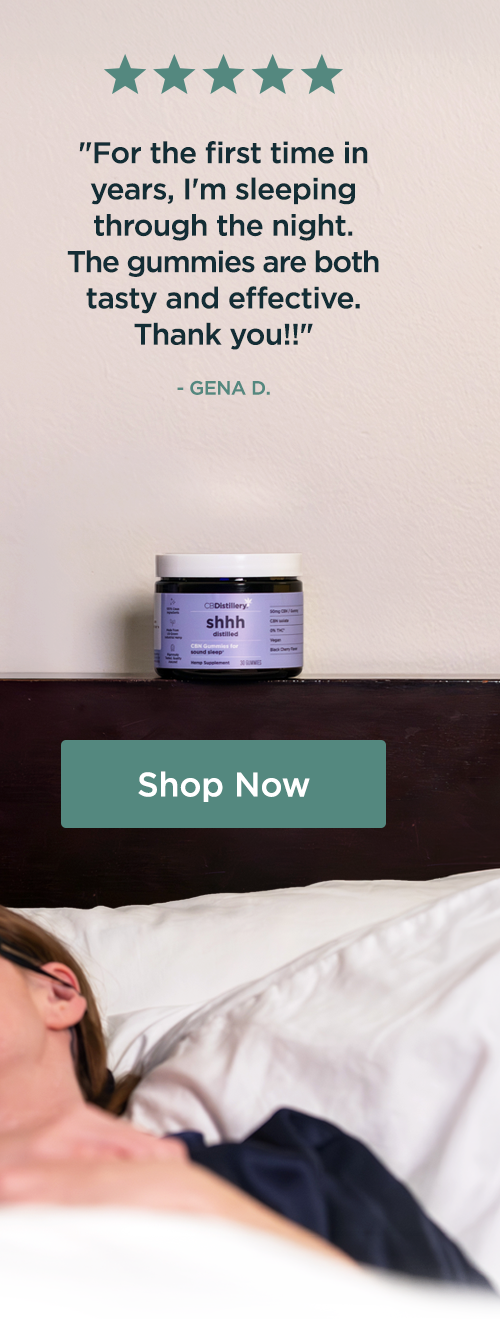 "For the first time in years, I'm sleeping through the night. The gummies are both tasty and effective. Thank you!!" - Gena D. Shop 50mg CBN Sound Sleep Gummies 