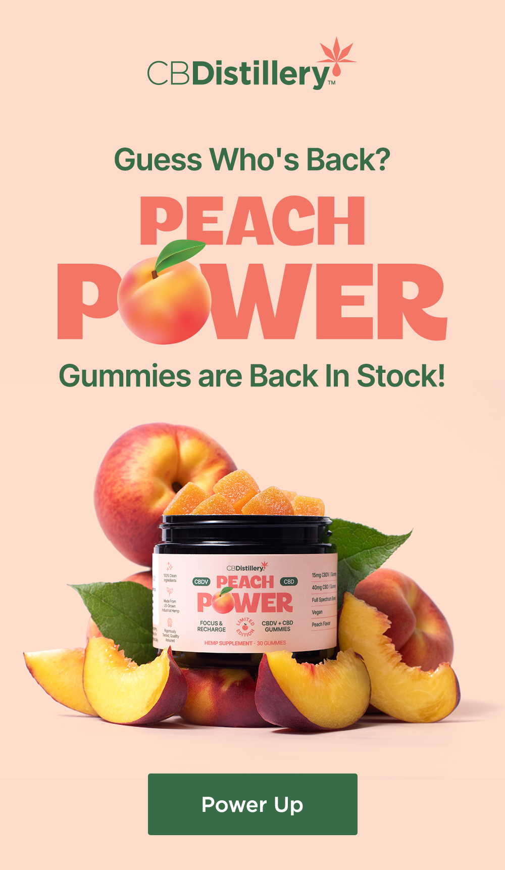 Guess Who's Back? Peach Power Gummies are Back in Stock! Power Up