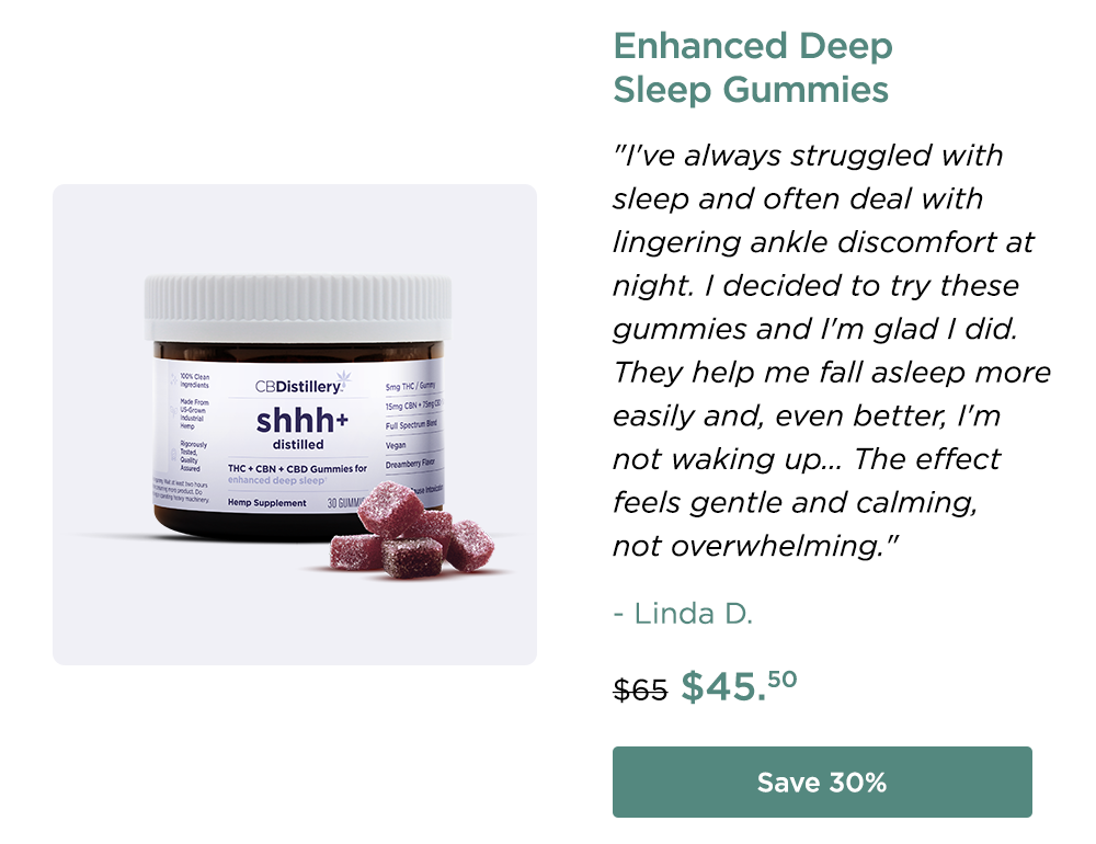 Enhanced Deep Sleep Gummies: "I've always struggled with sleep and often deal with lingering ankle discomfort at night. I decided to try these gummies and I'm glad I did. They help me fall asleep more easily and, even better, I'm not waking up... The effect feels gentle and calming, not overwhelming." - Linda D. Originally $65; now $45.50. Save 30%