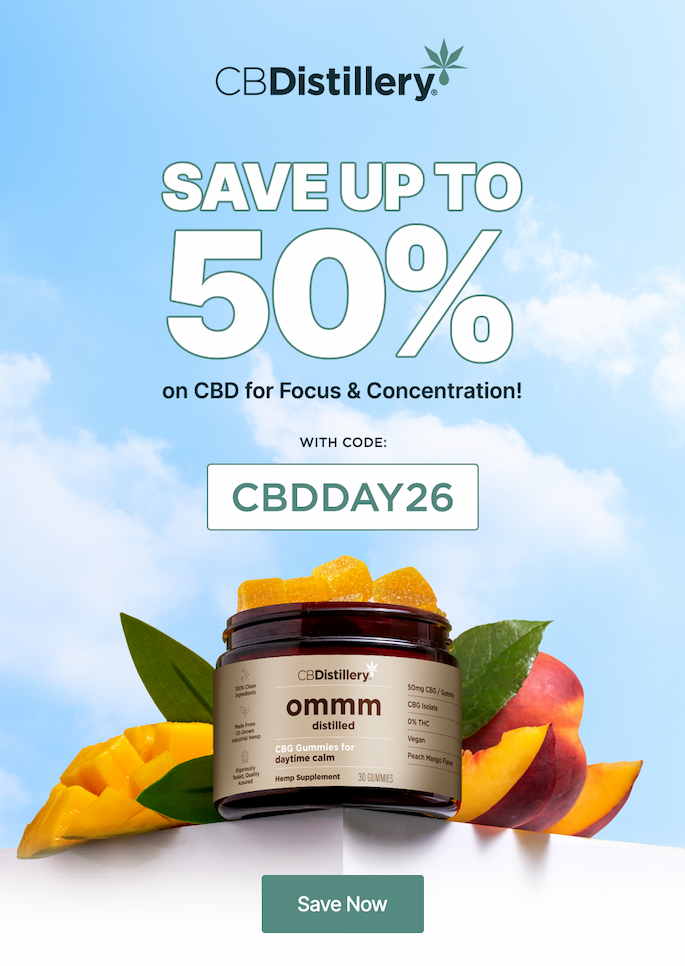 Save up to 50% on CBD For Focus & Concentration! with code CBDDAY26 Save Now