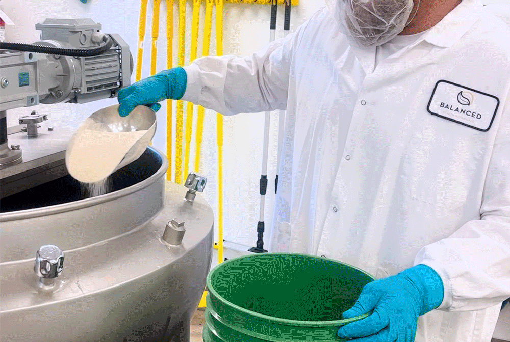 [A video shows the production process for CBDistillery's gummies.]