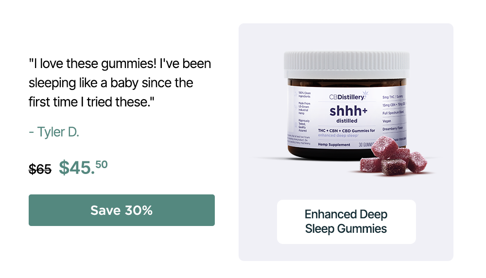 Enhanced Deep Sleep Gummies: "I love these gummies! I've been sleeping like a baby since the first time I tried these." - Tyler D. Originally $65, now $45.50. Save 30%