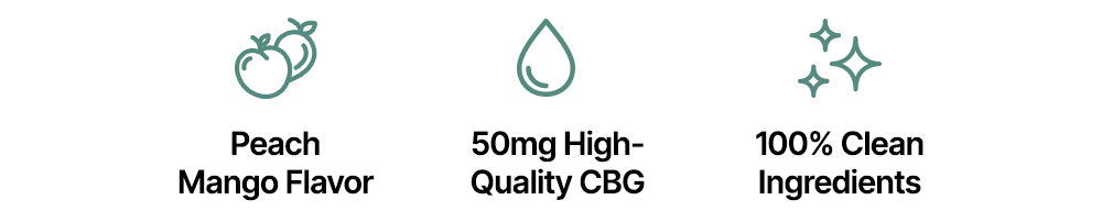 Peach Mango Flavor * 50mg High-Quality CBG * 100% Clean Ingredients