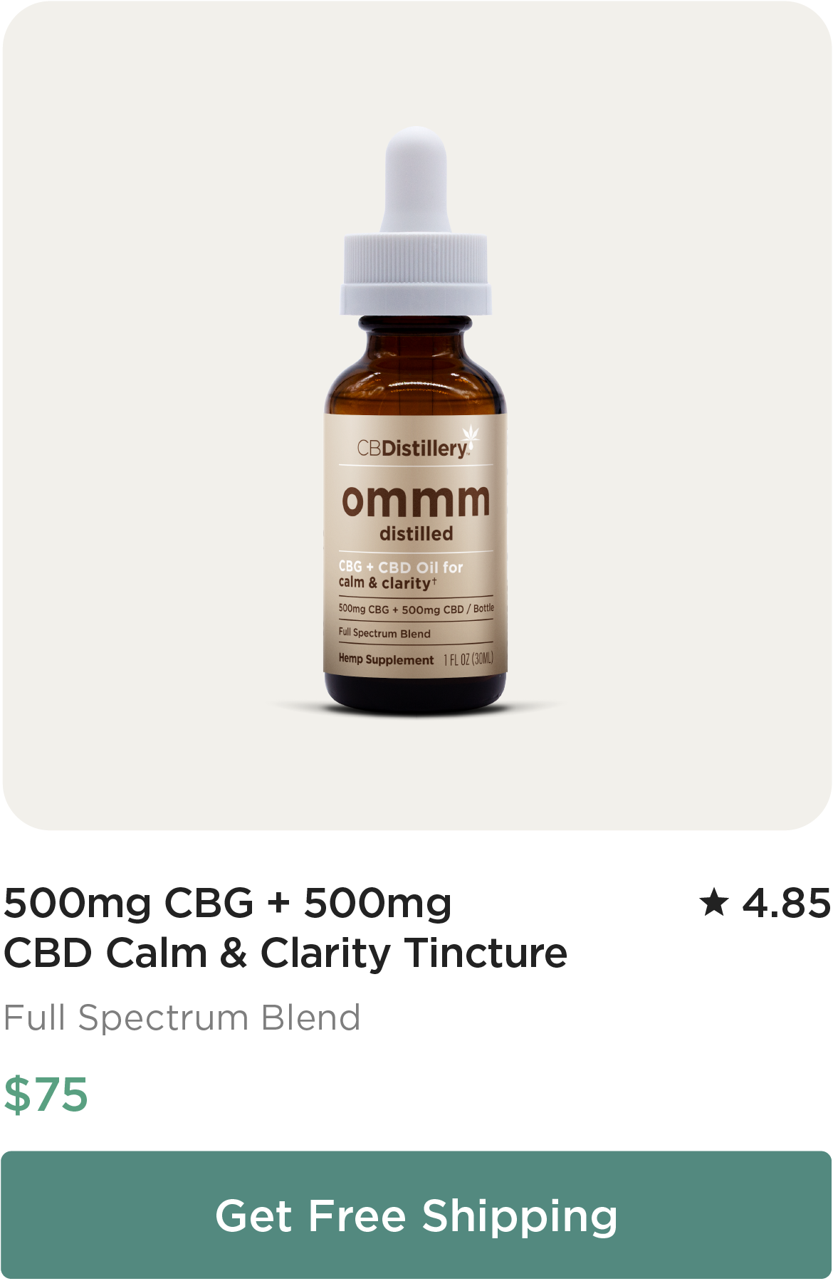 500mg CBG + 500mg CBD Calm & Clarity Tincture, $75. Get Free Shipping