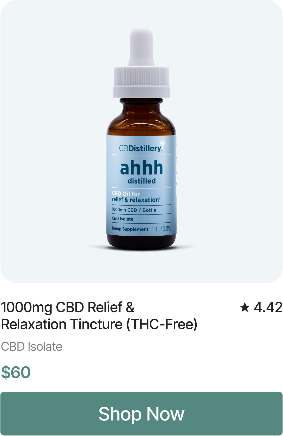 1000mg CBD Relief & Relaxation Tincture (THC-Free), $60. Shop Now