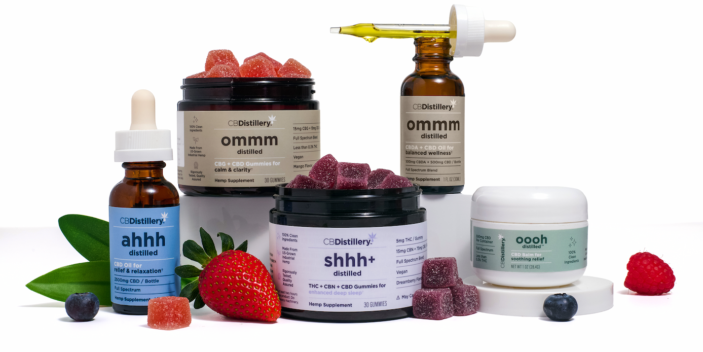 [a variety of CBDistillery products are shown stacked together. All of the products show are on sale, but only until 11:59 p.m. MT tonight.]