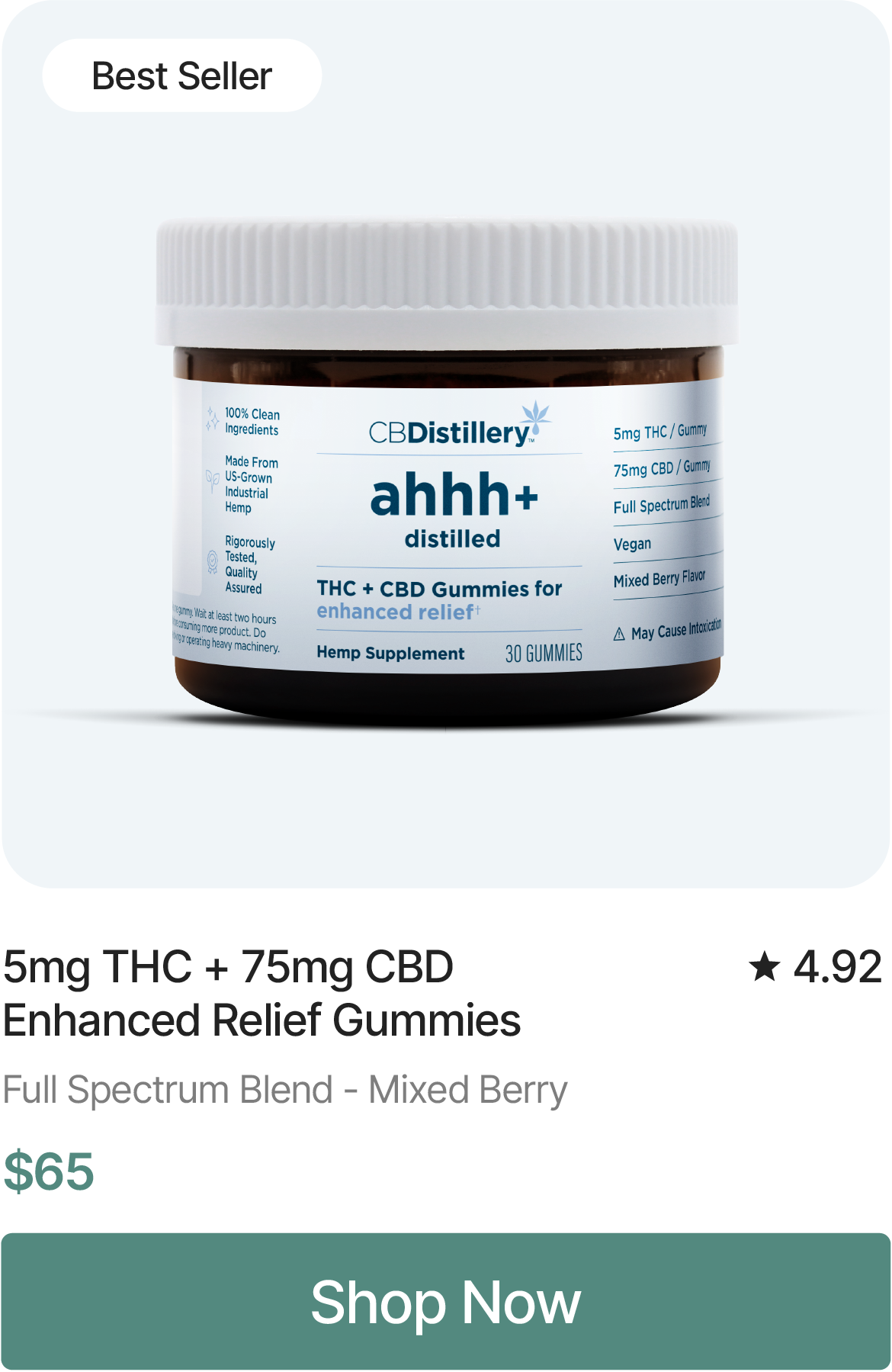 5mg THC + 75mg CBD Enhanced Relief Gummies, $65. Shop Now