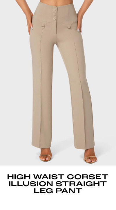 HIGH WAIST CORSET ILLUSION STRAIGHT LEG PANT