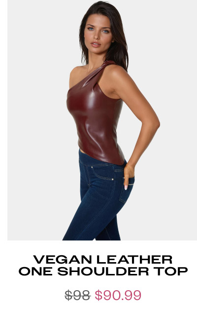 Vegan Leather One Shoulder Top