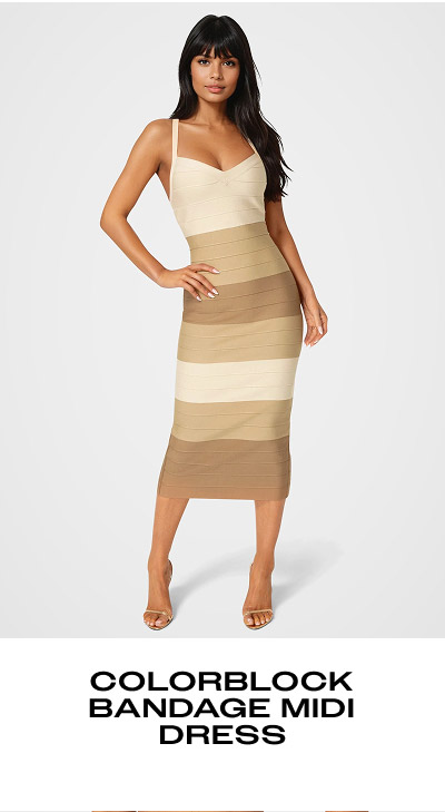 COLORBLOCK BANDAGE MIDI DRESS