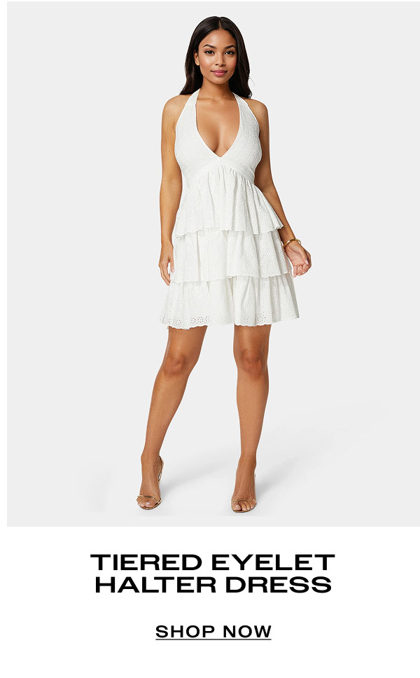 Tiered Eyelet Halter Dress